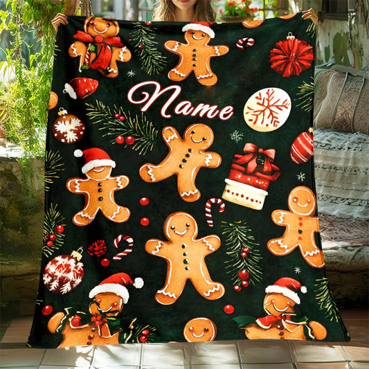 Gepersonaliseerde Kerst Gingerbread Deken 🎁🛋️