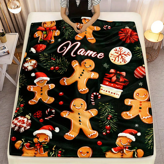 Gepersonaliseerde Kerst Gingerbread Deken 🎁🛋️